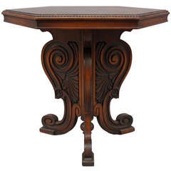 Antique 1920's Walnut Hexagonal Lamp Table