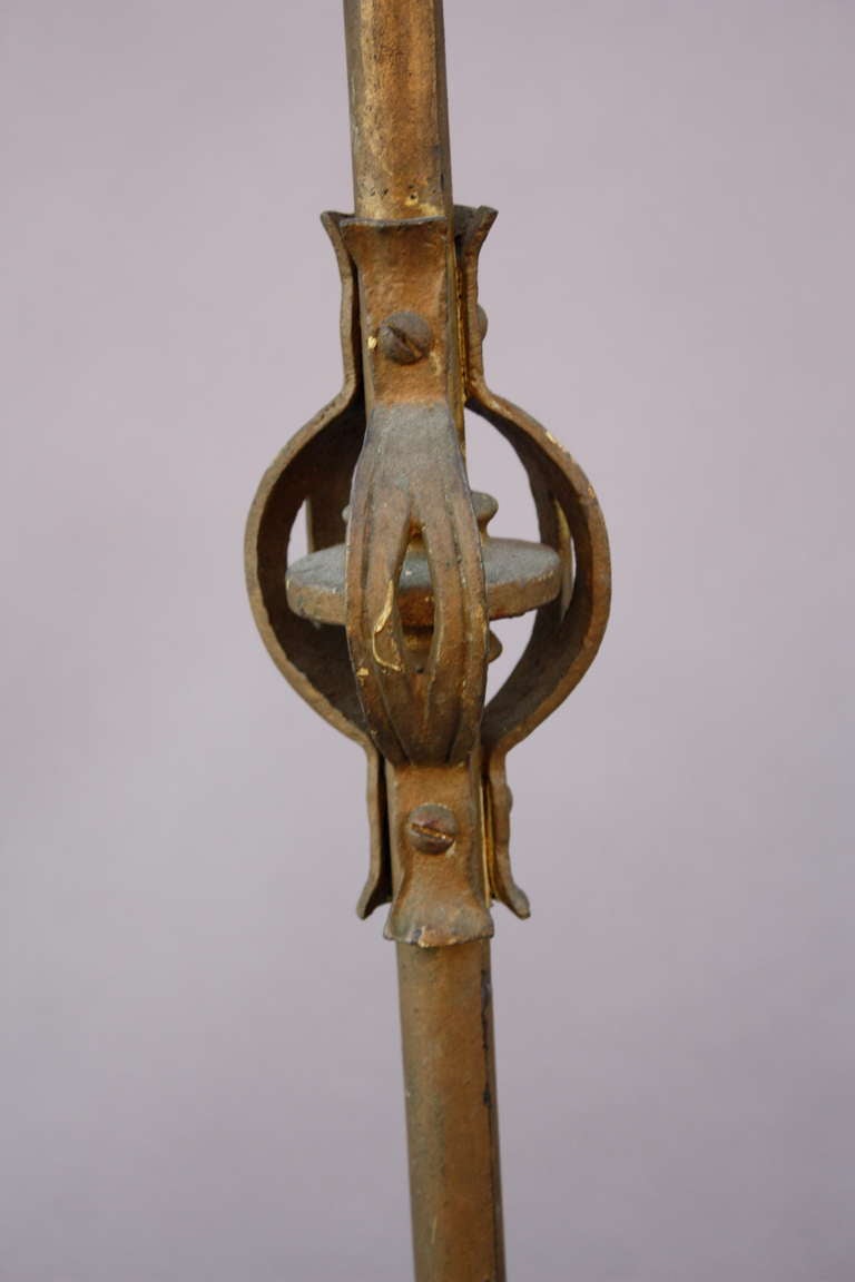 Iron 1920's Single Mica Torchiere Floor Lamp