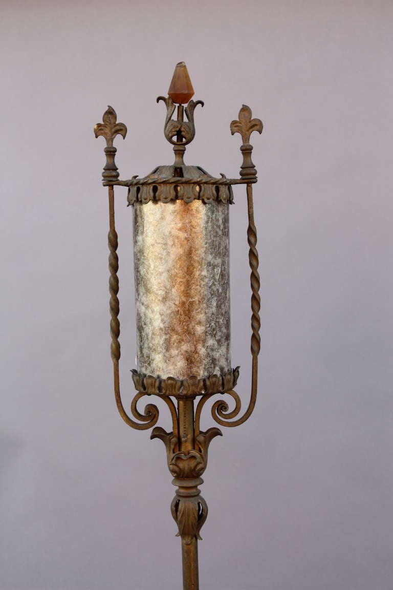 Unknown 1920's Single Mica Torchiere Floor Lamp