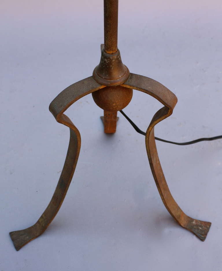 20th Century 1920's Wrought Iron Floor Lamp