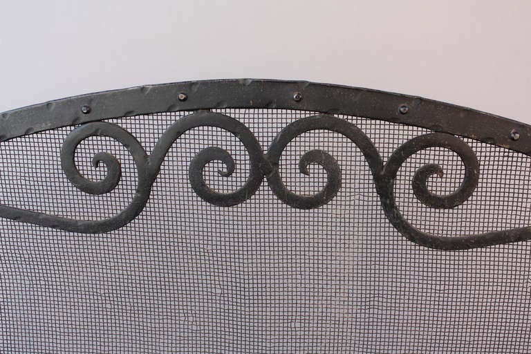 1920's Wrought Iron Fire Screen In Excellent Condition In Pasadena, CA