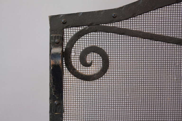 20th Century 1920's Wrought Iron Fire Screen