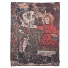 18th Century Painting of Infant and Joseph