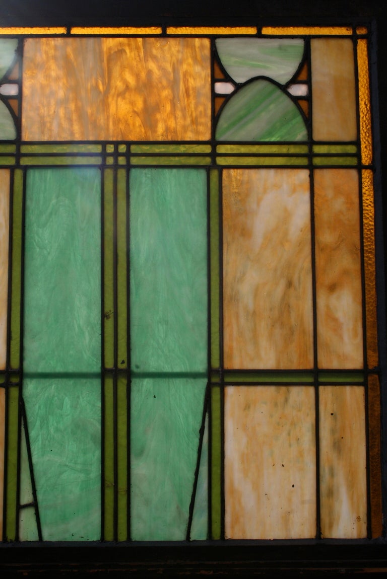 American  Large-scale Prairie School/Arts and Crafts Era Leaded Art Glass Windows