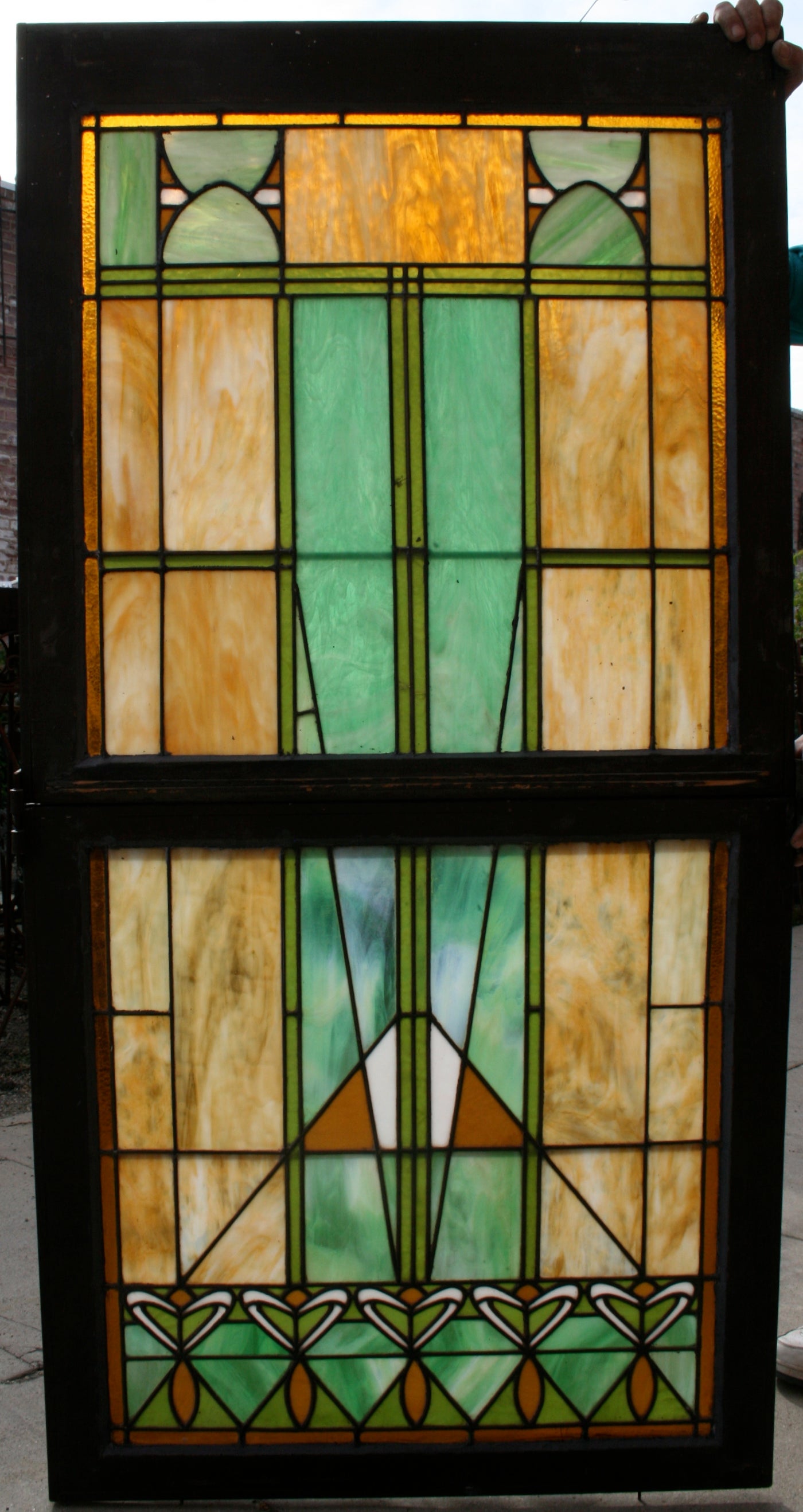  Large-scale Prairie School/Arts and Crafts Era Leaded Art Glass Windows