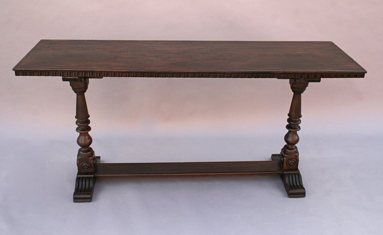 Carved Narrow Spanish Revival Console Table 