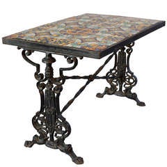 Antique 1920s Wrought Iron Table with California Tile