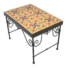 Vintage Exceptional Californian D&M Tile Table with Iron Base