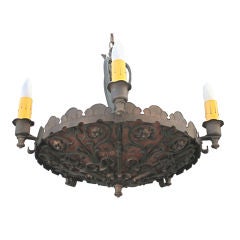 Dramatic 1920's Iron and Mica Chandelier