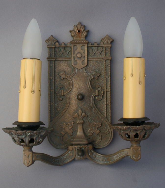 American Pair of Elegant and Stately Spanish Revival Sconces