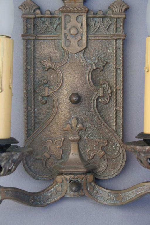 Pair of Elegant and Stately Spanish Revival Sconces In Good Condition In Pasadena, CA