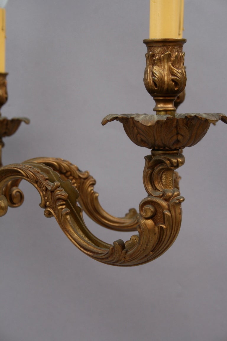 American Antique Brass Chandelier Circa 1920's For Sale