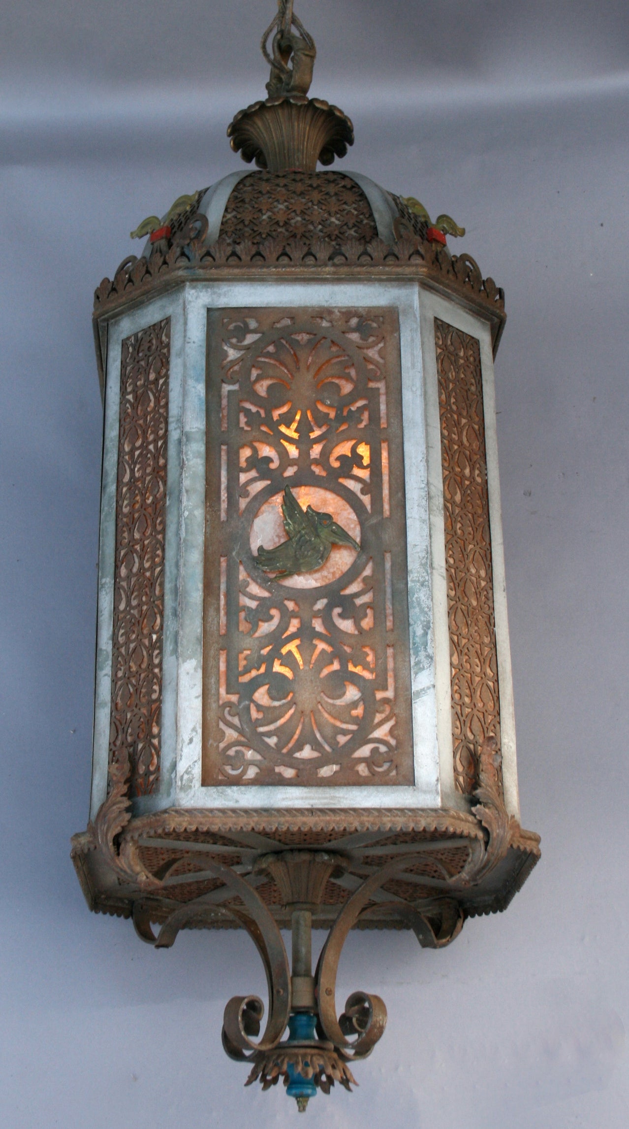 Dramatic 1920
s Pendant with Original Polychrome Finish