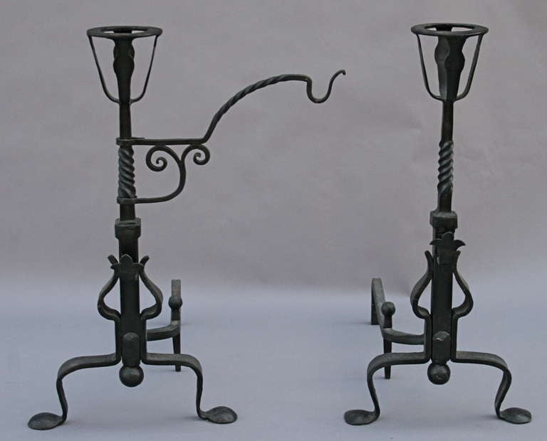 1920s Pair of Tall Andirons