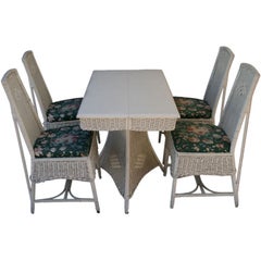 Arts and Crafts Era Wicker Table and Chairs Set