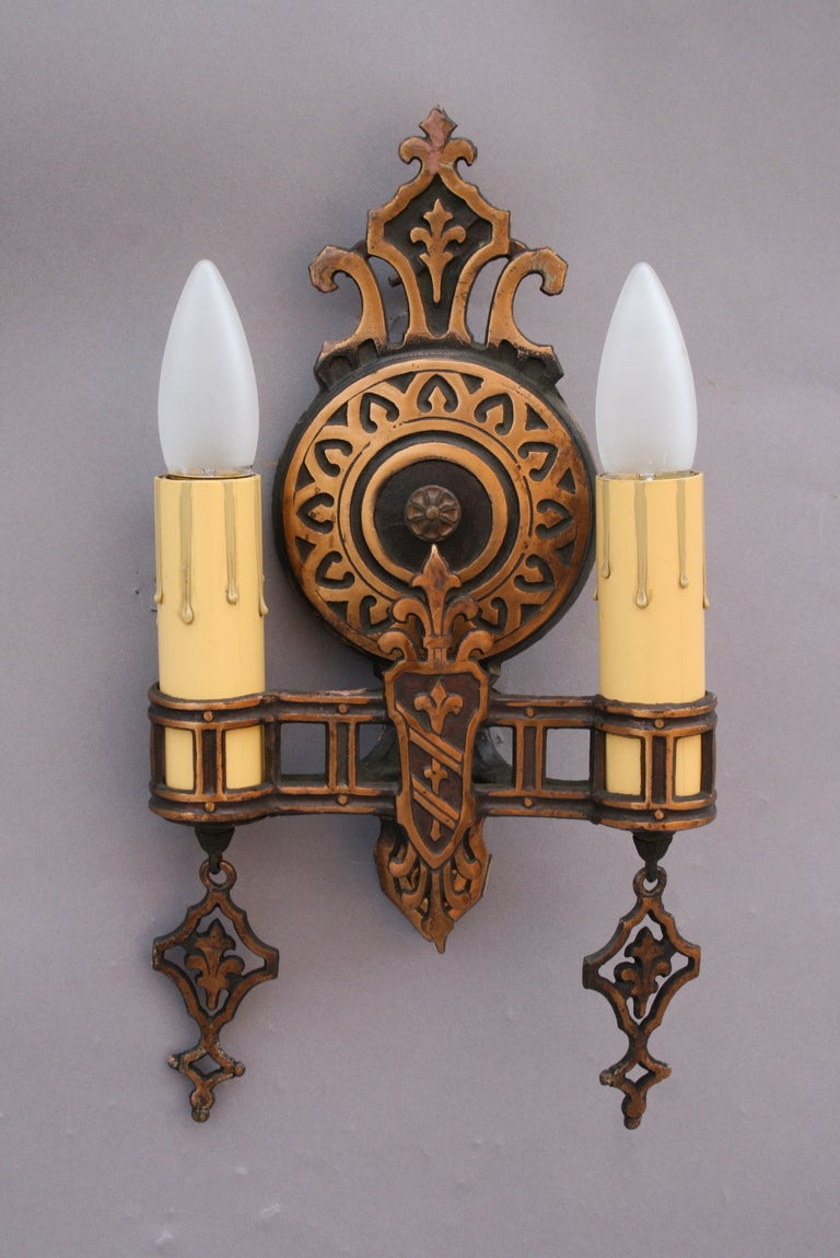 Antique Pair Of Double Sconces at 1stdibs