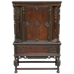 c. 1920's Single-Door Carved Cabinet
