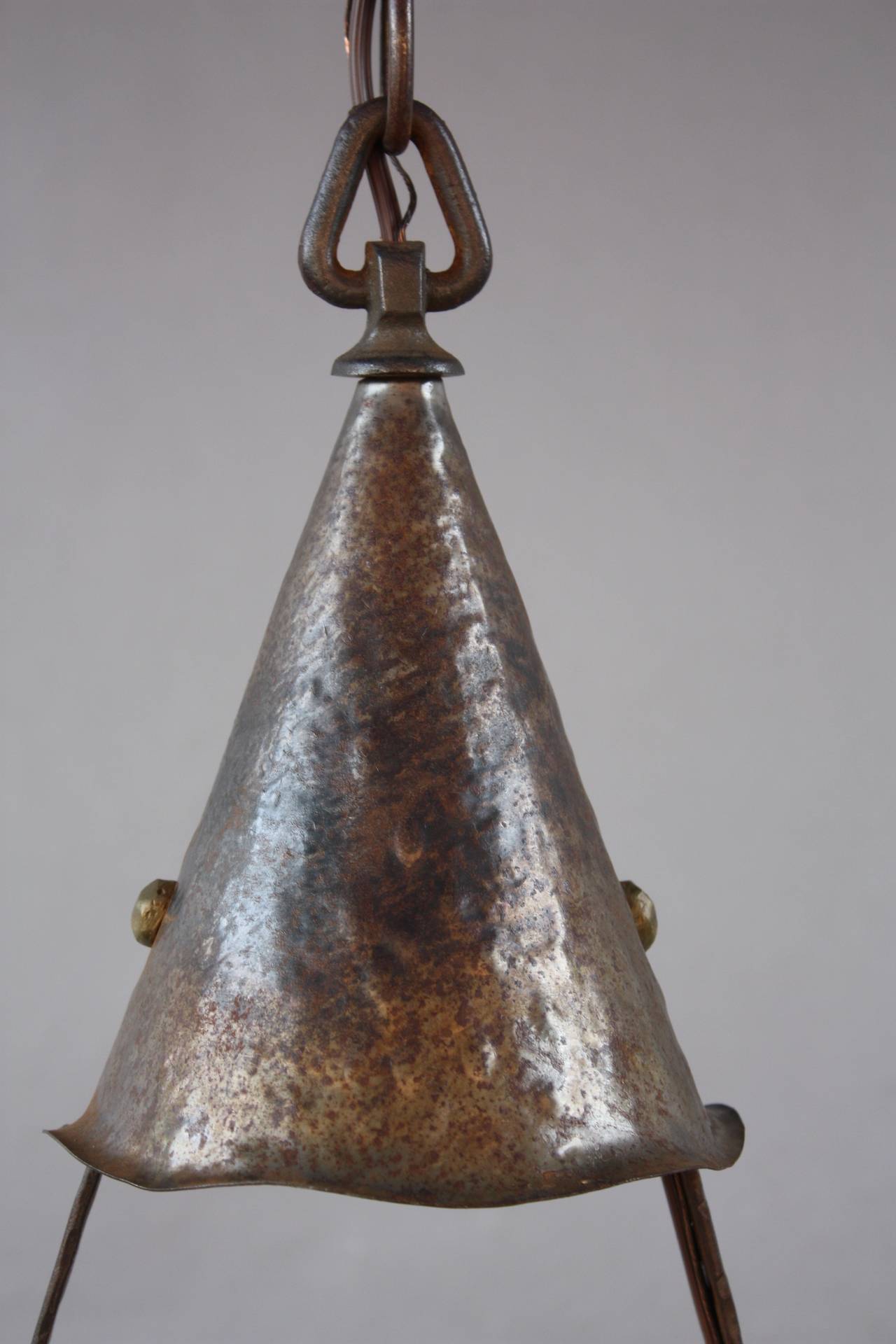 Spanish Colonial 1920s Hammered Single-Light Pendant