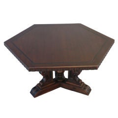 Antique 1920's Hexagonal Walnut Coffee Table