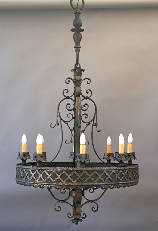 American Large Scale Spanish Revival/Gothic Flavored Chandelier