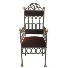 Antique Iron and Brass Throne Chair, c. 1900's