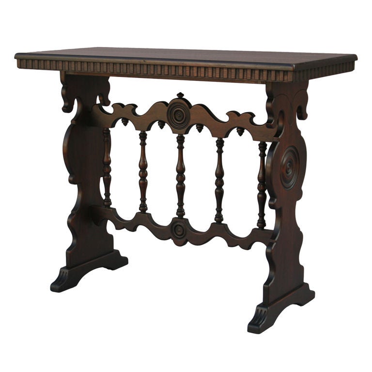 Signed Carved Console Table, c. 1920's