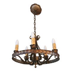 1920's Wrought Iron Spanish Revival Chandelier