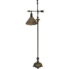 Antique Original Iron, Bronze and Mica Floor Lamp