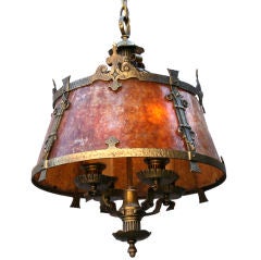 Great 1920's Brass and Mica Chandelier
