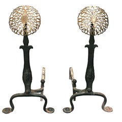 Exceptional Pair of 1920's Andirons