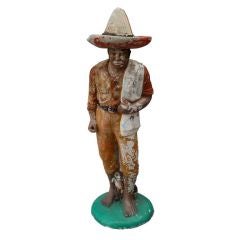 1920's Concrete Mexican Statue of Man in Sombrero