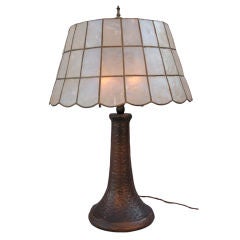 Antique Turn of the Century Table Lamp with Capiz Shade