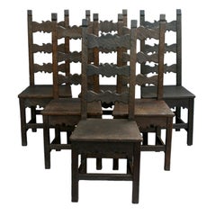 Set of Six Spanish Revival Dining Chairs