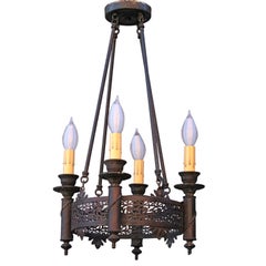 Antique Detailed Small-Scale Four Light Chandelier