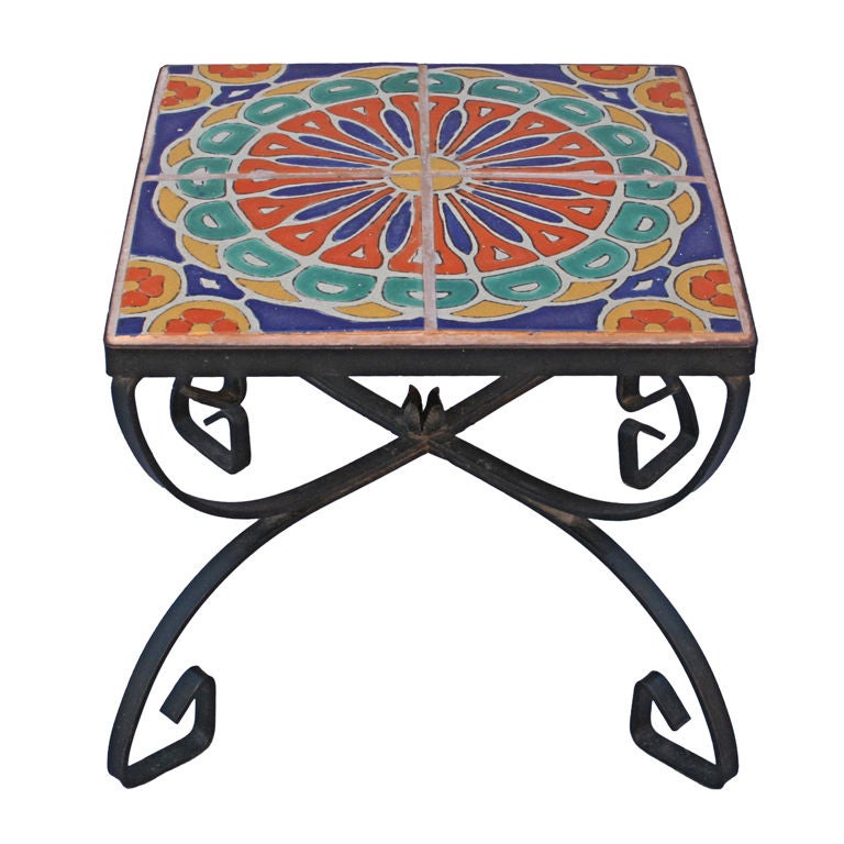 Small D&M Tile Table with Iron Base