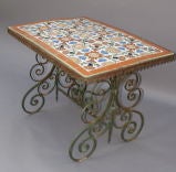 Large 1920's California Kraftile Table with Iron Base