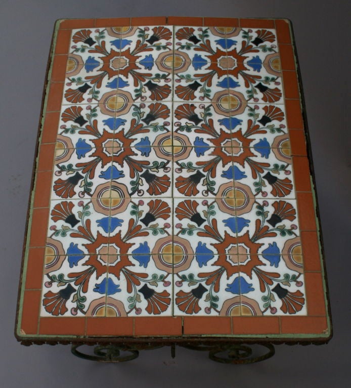 Large 1920's California Kraftile Table with Iron Base