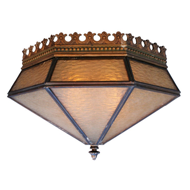 Unusual 1920
s Octagonal Ceiling Mount Fixture
