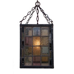 Multicolored Stained Glass Hanging Lantern