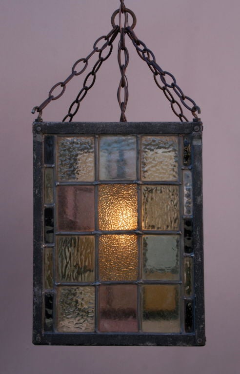 Multicolored Stained Glass Hanging Lantern