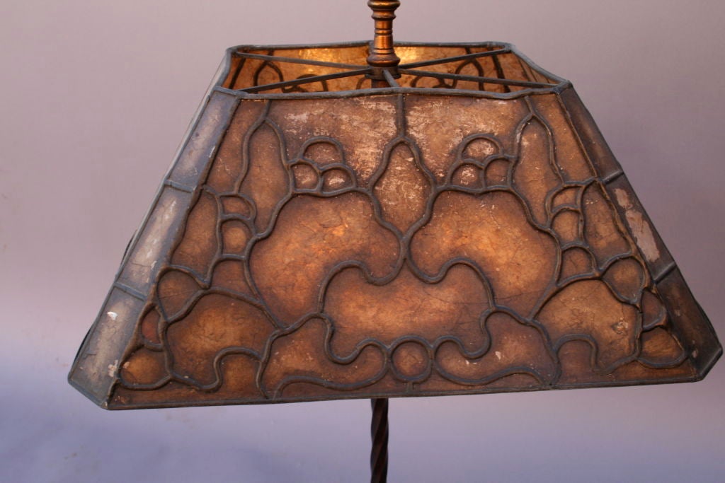 20th Century Finely Detailed Spanish Revival Table Lamp with Mica Shade