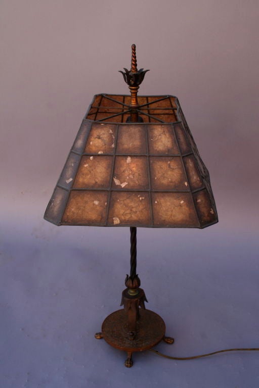 Finely Detailed Spanish Revival Table Lamp with Mica Shade 1