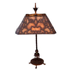Finely Detailed Spanish Revival Table Lamp with Mica Shade