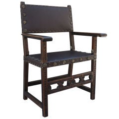 Leather Arm Chair w/ Decorative Nail Heads