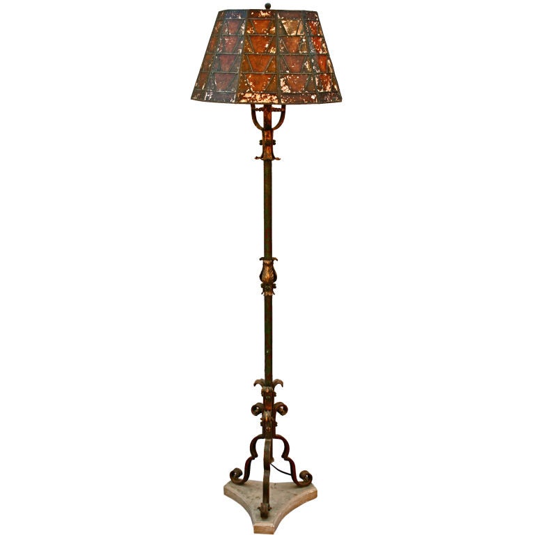 1920's Floor Lamp with Paneled Mica Shade
