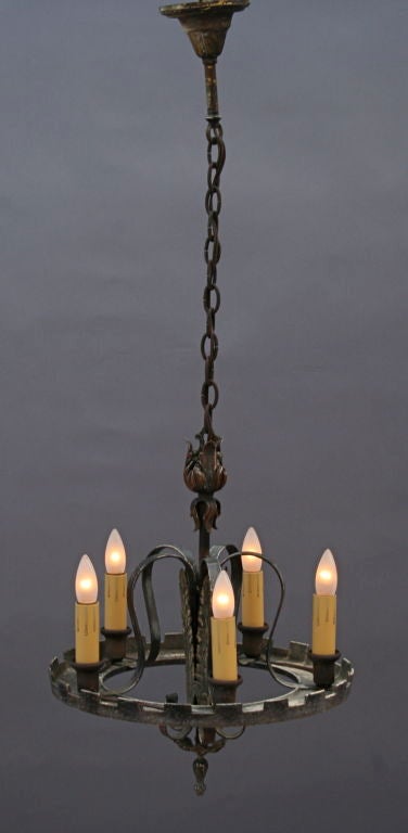 Cast Small 1920's Spanish Revival Chandelier