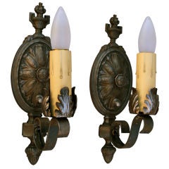 Pair Single-light Sconces with Oval Backplates