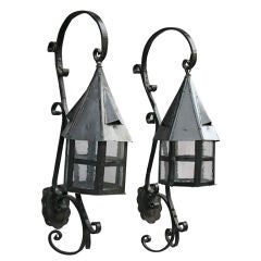 Pair of Tudor/Gothic Exterior Wall Mounted Lanterns