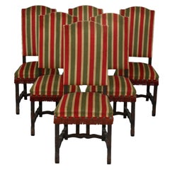 Set of Six Velvet Striped Chairs