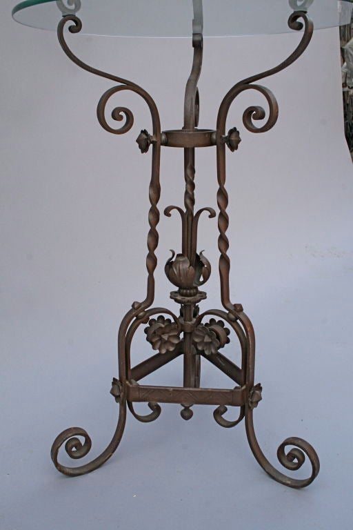 1920's Spanish Revival Wrought Iron and Glass Table